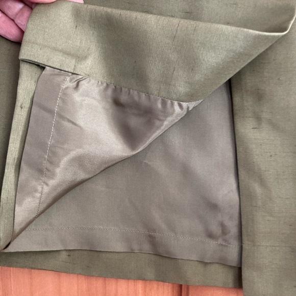 Vintage Kasper A.S.L. 100% Raw Silk Fabric Olive Green Pencil Skirt Size 10 EUC - Picture 6 of 7